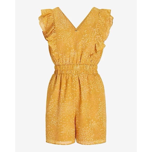 Express • Printed Ruffle Sleeve Romper - Picture 8 of 9